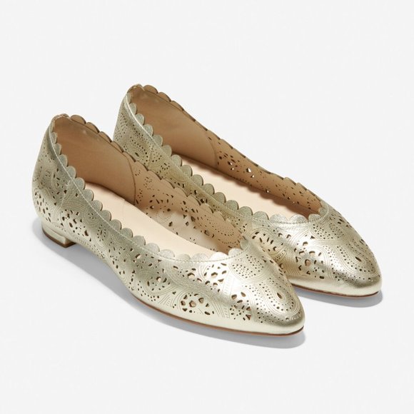 Cole Haan Shoes - Cole Haan Callie Cutout Metallic Gold Ballet Flats